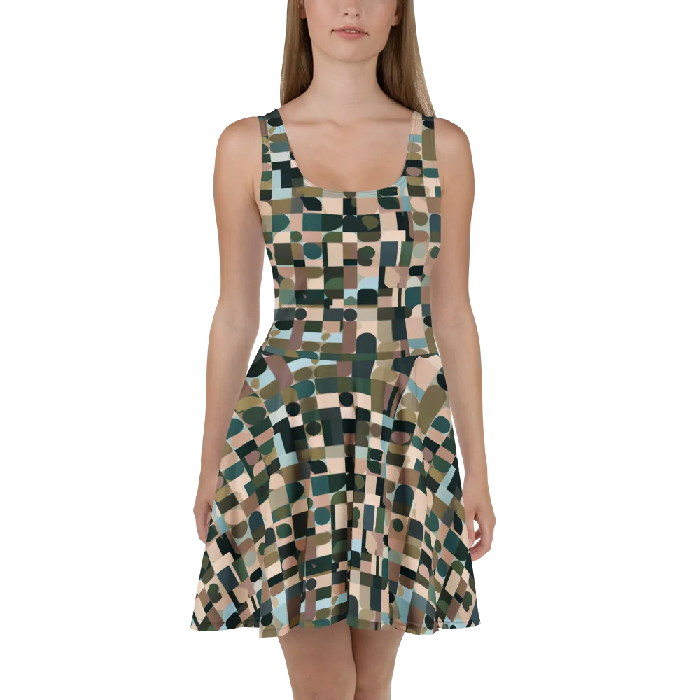 Mosaic Afterglow on Skater Dress — Front