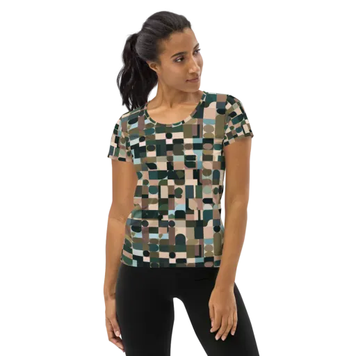 Mosaic Afterglow on a Women's Athletic T-Shirt