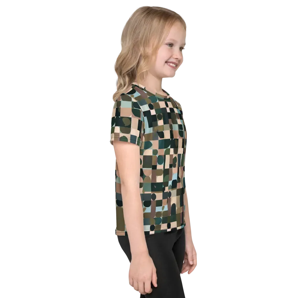 Mosaic Afterglow on Kids Crew Neck T-Shirt — Right