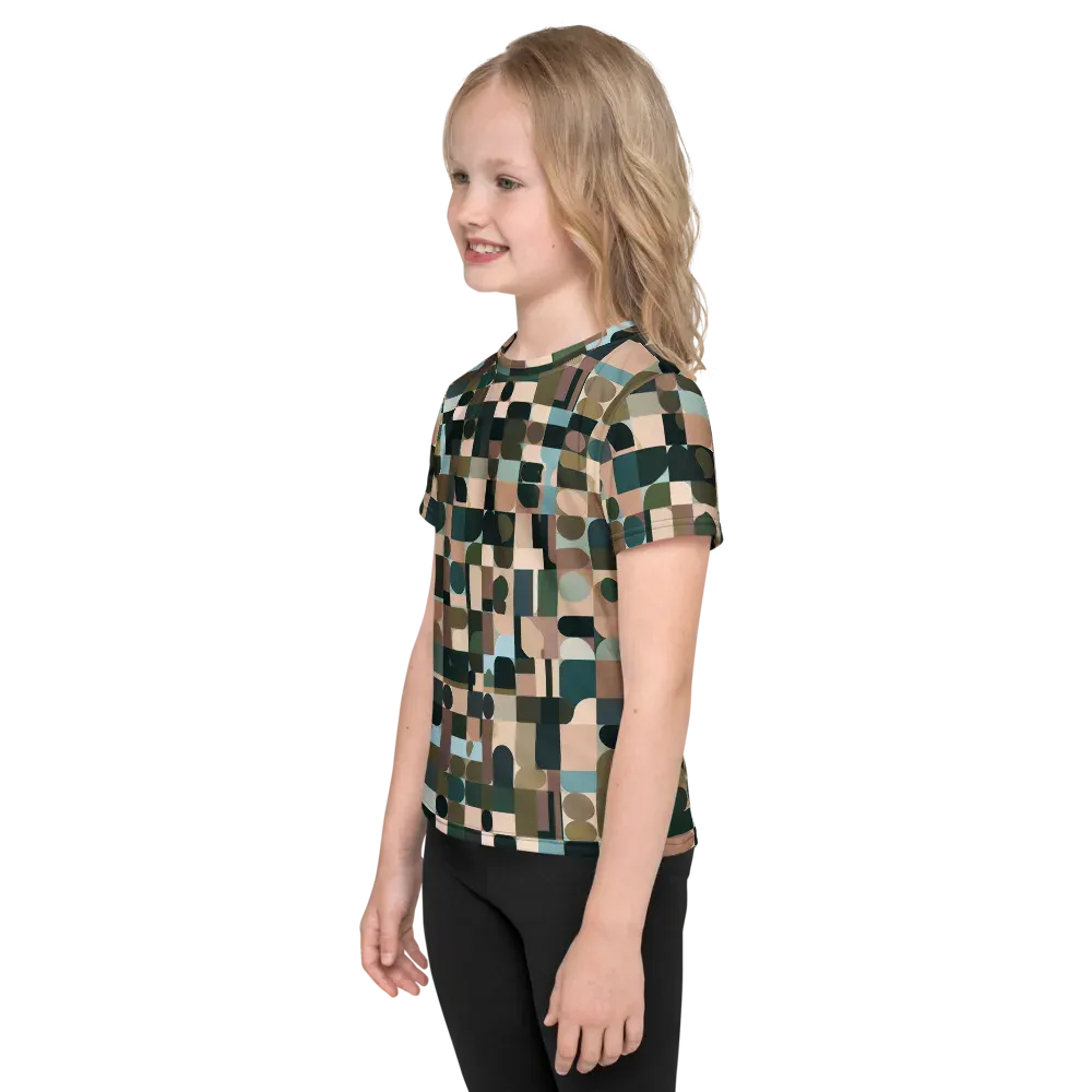 Mosaic Afterglow on Kids Crew Neck T-Shirt — Left