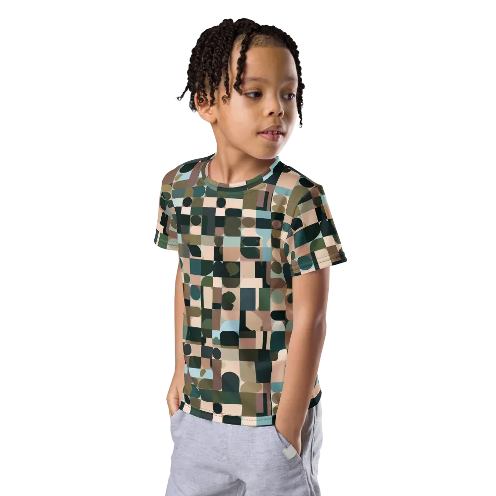 Mosaic Afterglow on Kids Crew Neck T-Shirt — Left Front