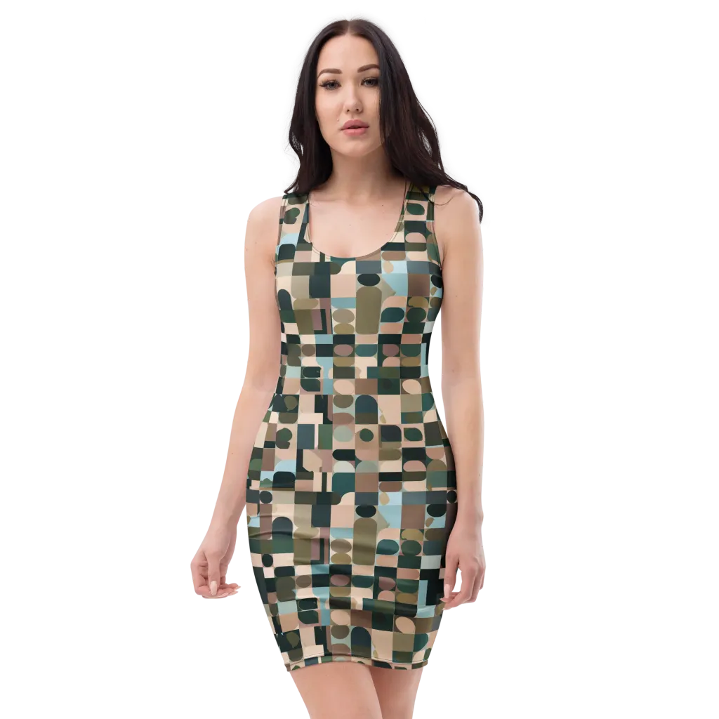 Mosaic Afterglow on Bodycon Dress — Front