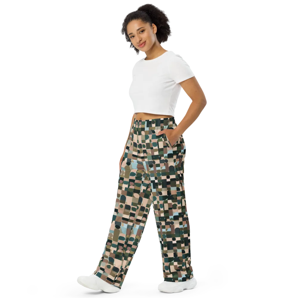 Mosaic Afterglow on Wide-Leg Pants — Left Front
