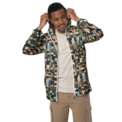 Mosaic Afterglow on a Men's Windbreaker