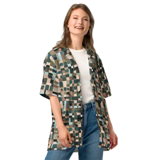 Mosaic Afterglow on a Button Shirt