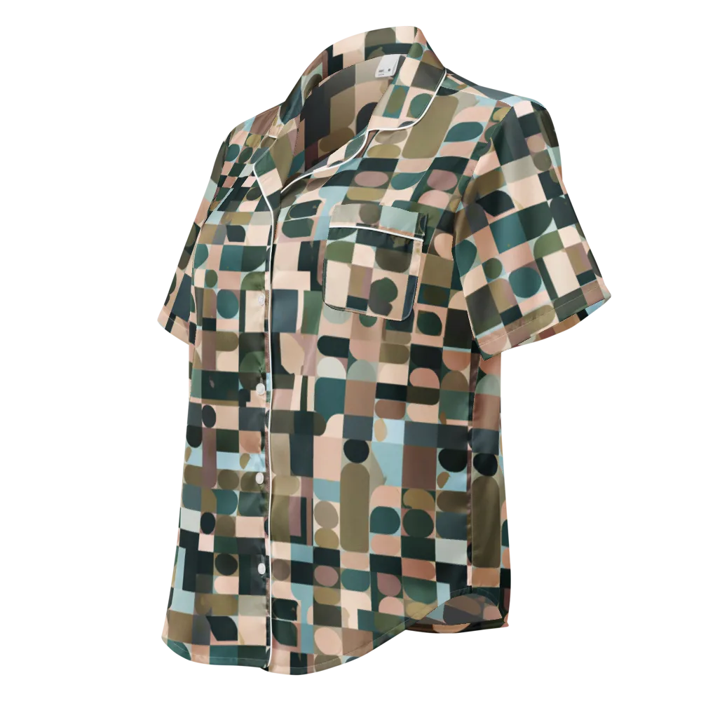 Mosaic Afterglow on Women's Short Sleeve Pajama Top — Left Front
