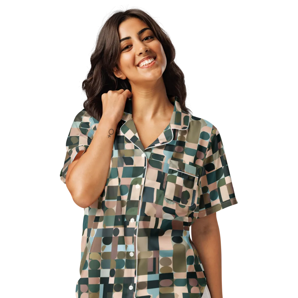 Mosaic Afterglow on Women's Short Sleeve Pajama Top — Front