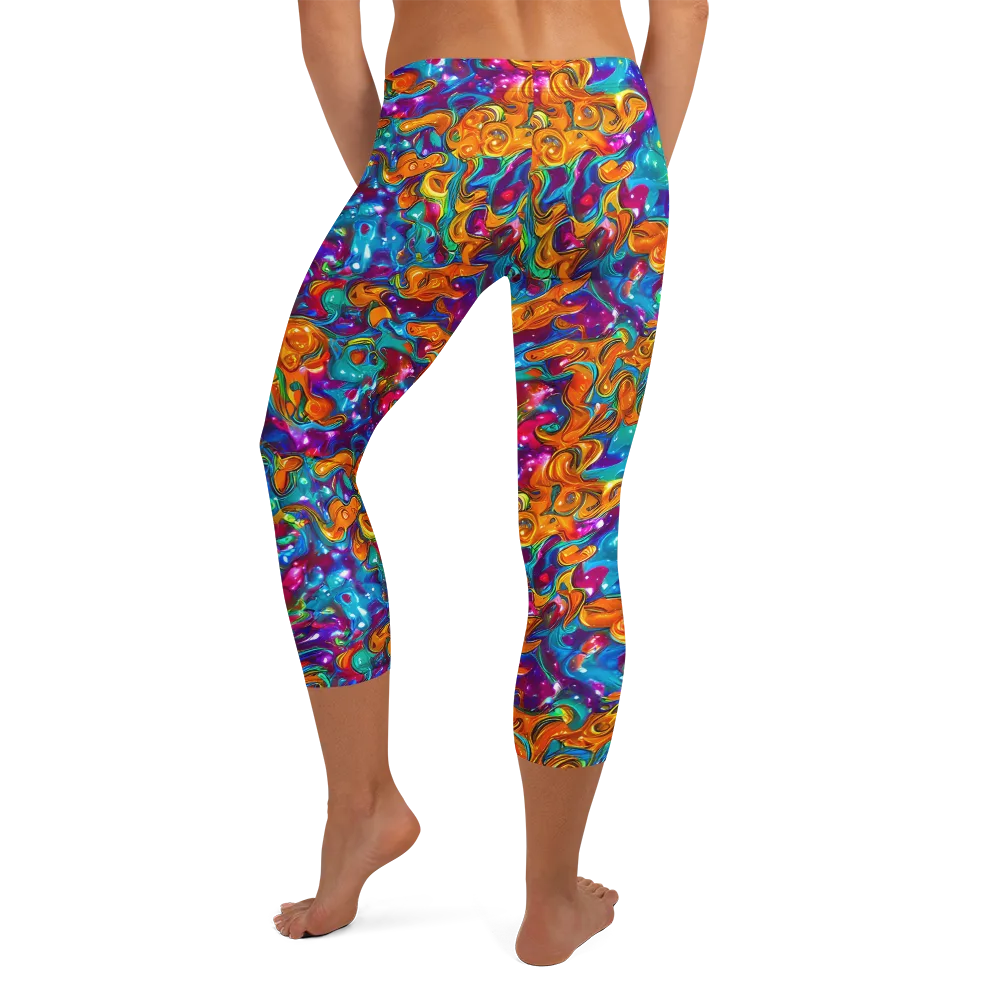 Saffron Kaleidoscope on Capri Leggings — Back