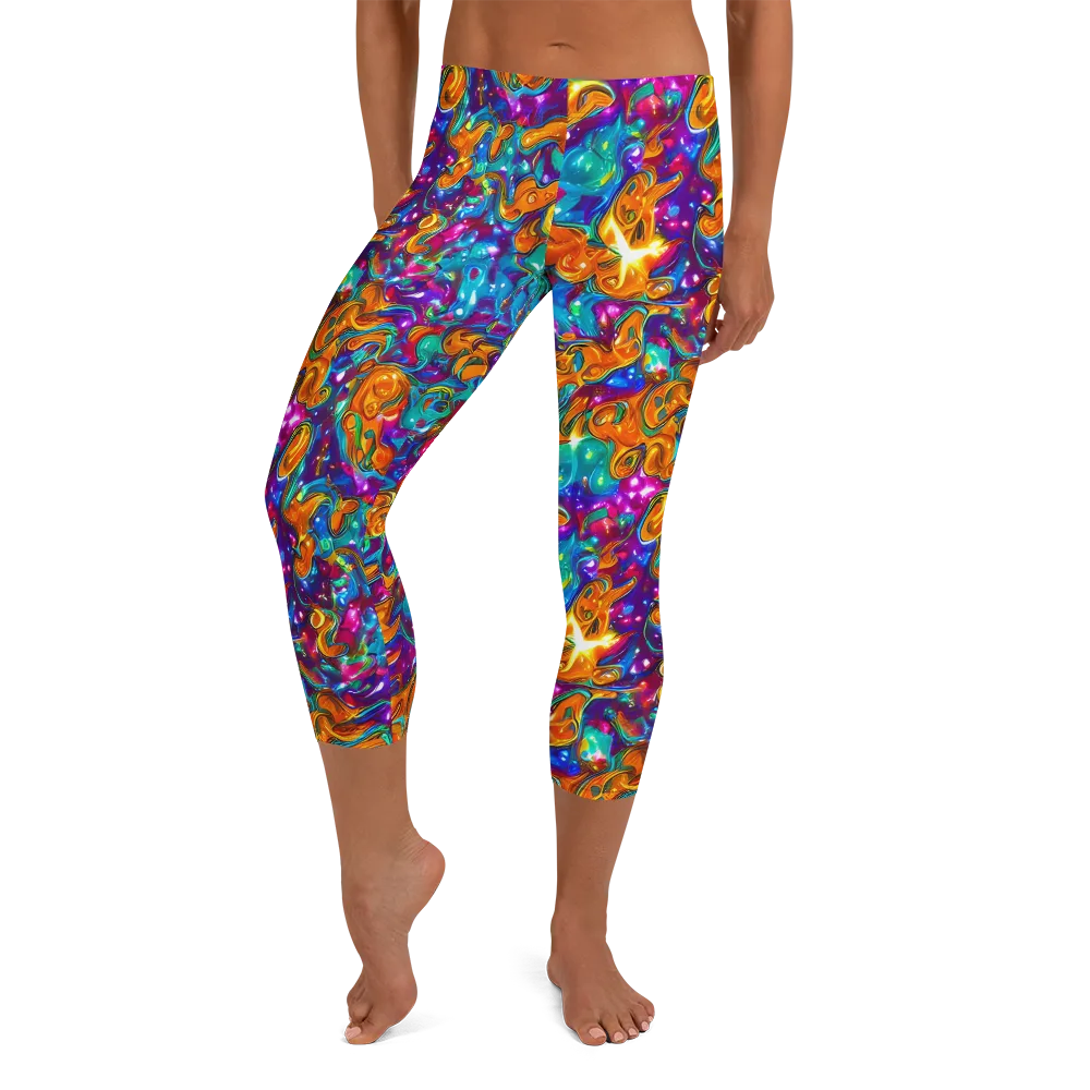 Saffron Kaleidoscope on Capri Leggings — Front