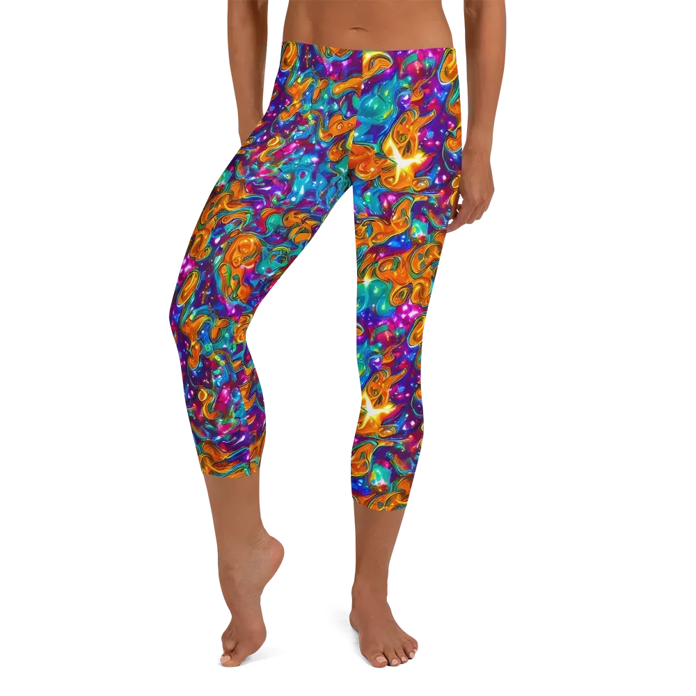 Saffron Kaleidoscope on Capri Leggings — Front