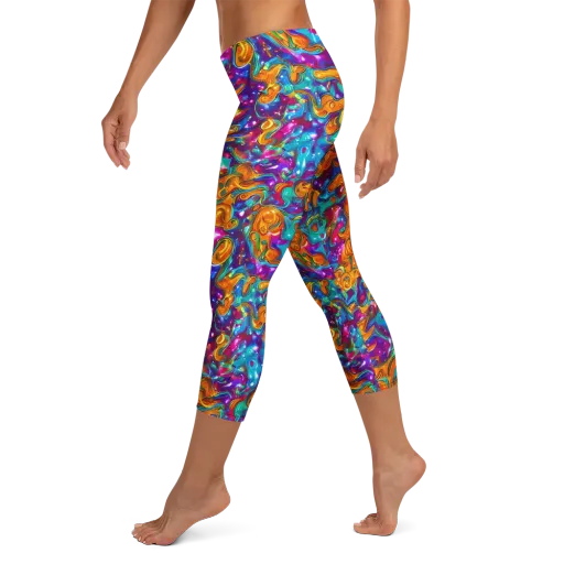 Saffron Kaleidoscope on a Capri Leggings