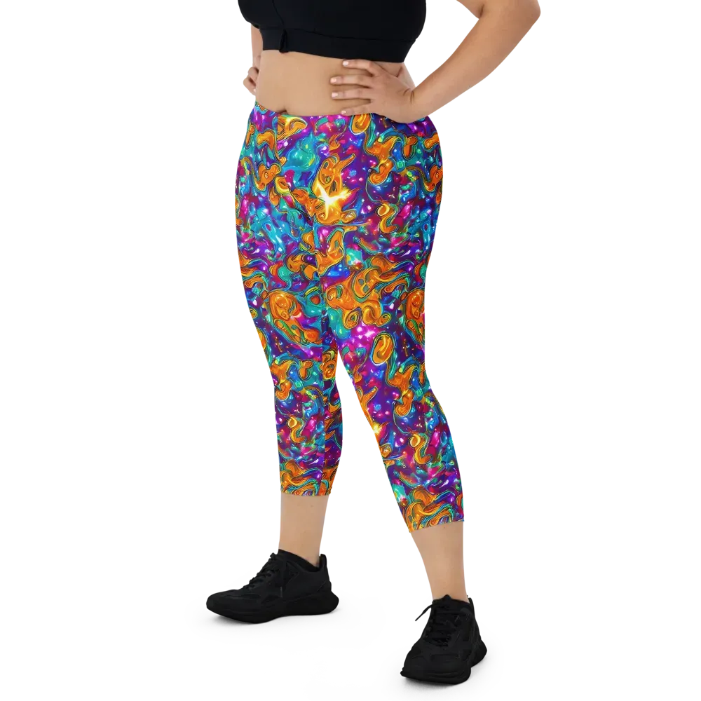 Saffron Kaleidoscope on Capri Leggings — Front
