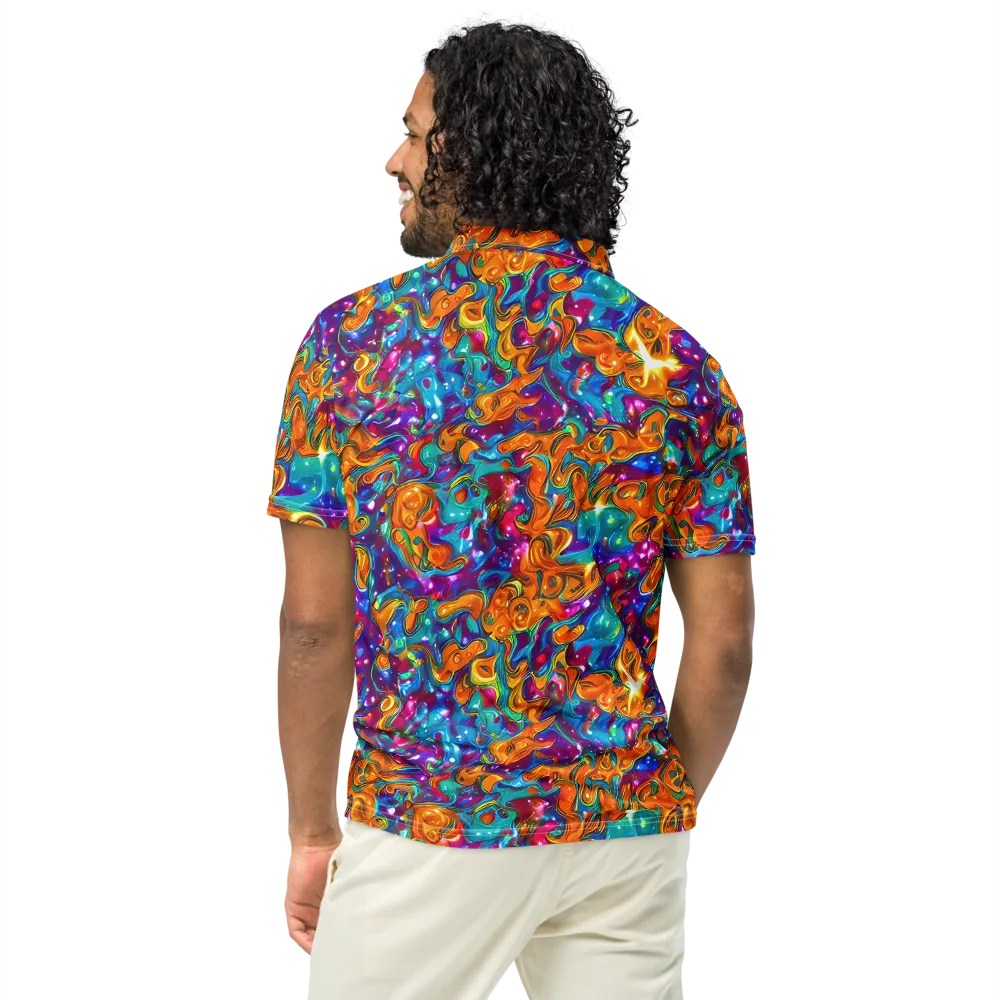 Saffron Kaleidoscope on Men's Slim Fit Polo Shirt — Back