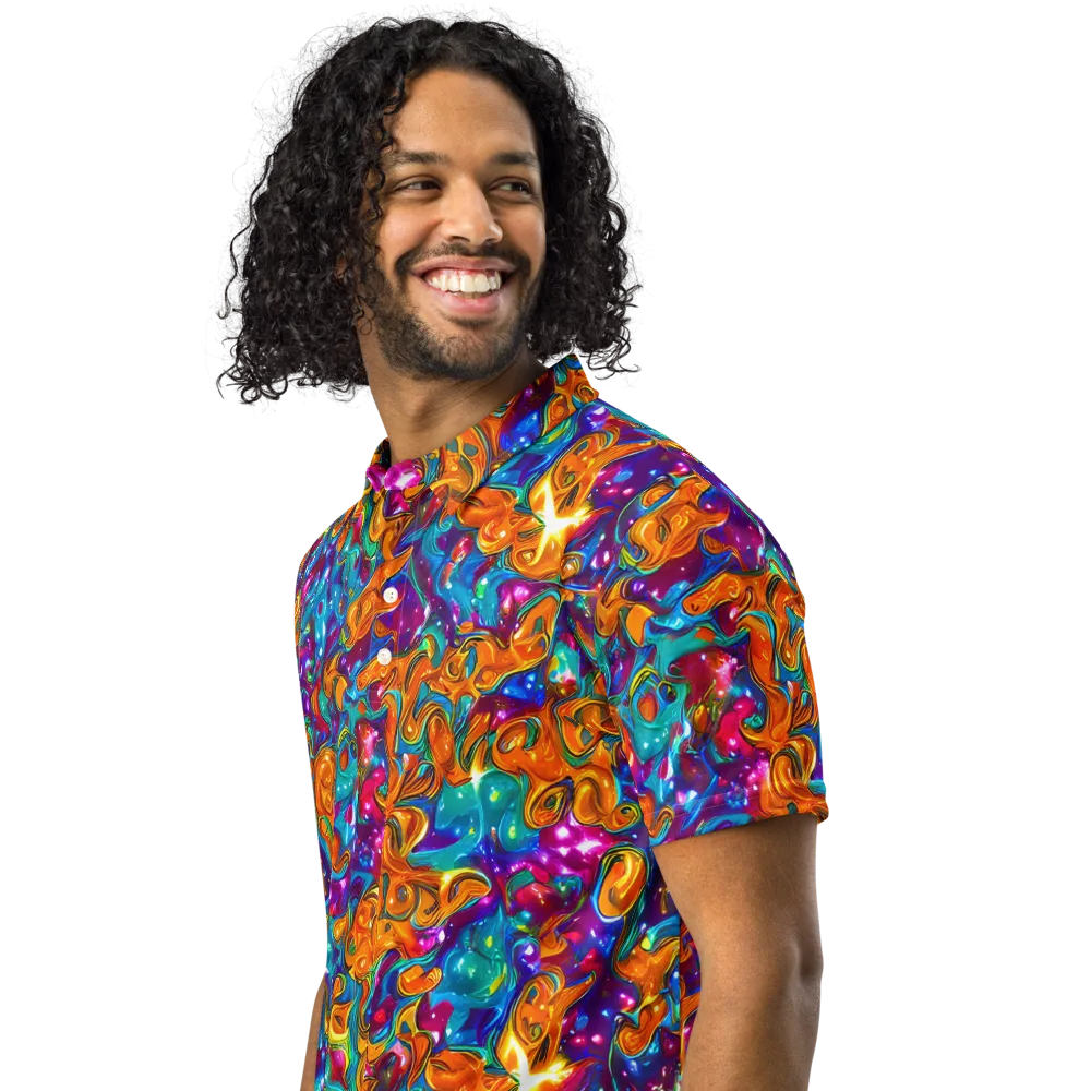 Saffron Kaleidoscope on Men's Slim Fit Polo Shirt — Left Front