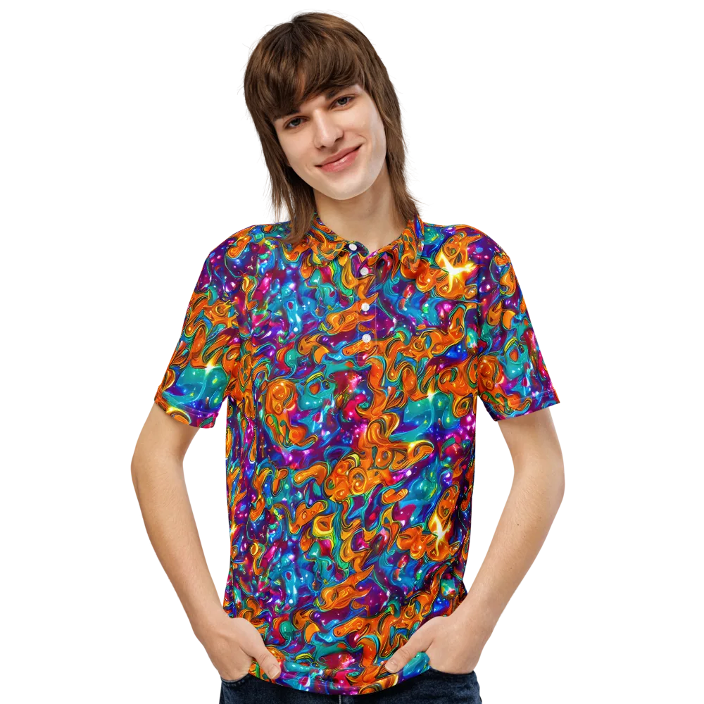 Saffron Kaleidoscope on Men's Slim Fit Polo Shirt — Front