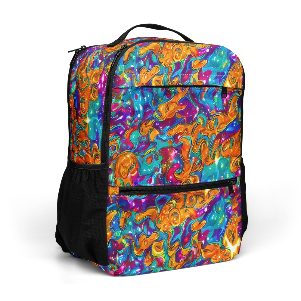 Saffron Kaleidoscope on Utility Backpack — Right Front
