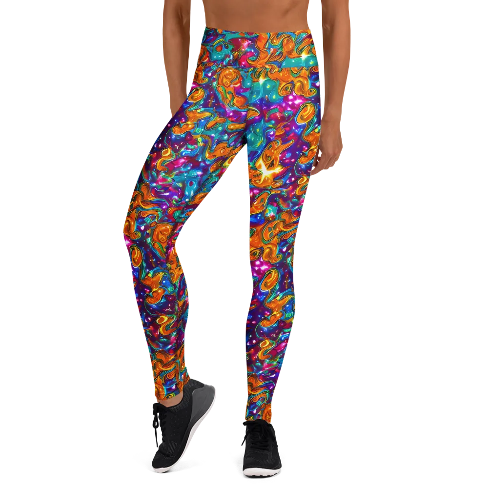 Saffron Kaleidoscope on Yoga Leggings — Front