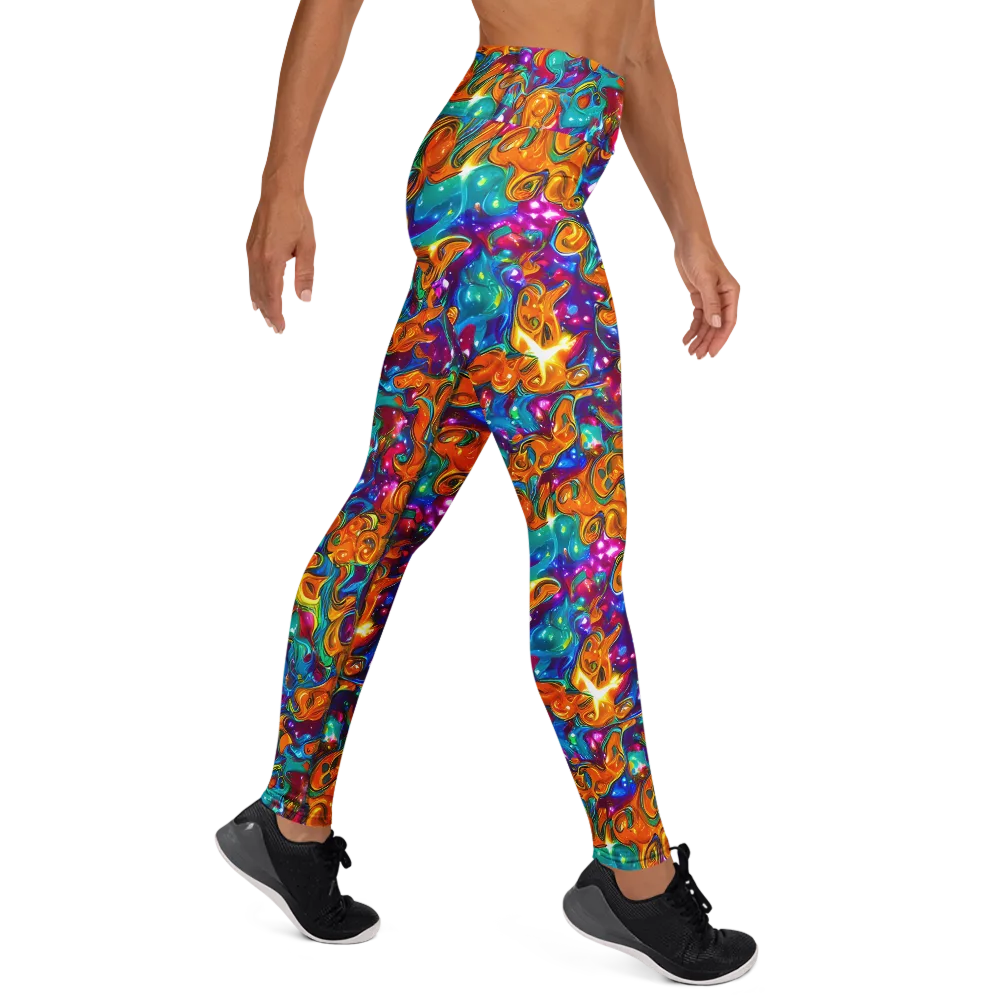 Saffron Kaleidoscope on Yoga Leggings — Right