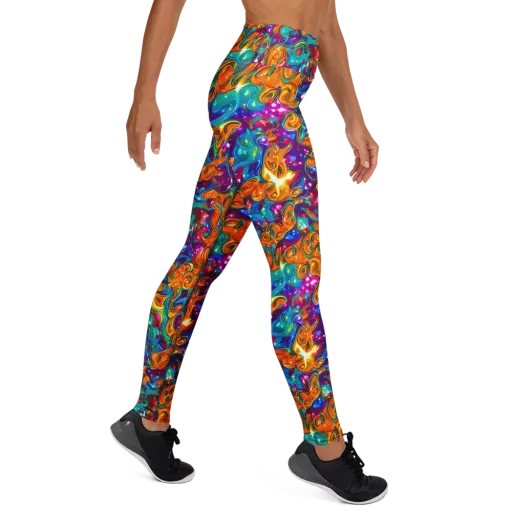 Saffron Kaleidoscope on a Yoga Leggings