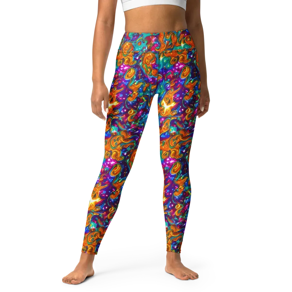 Saffron Kaleidoscope on Yoga Leggings — Front