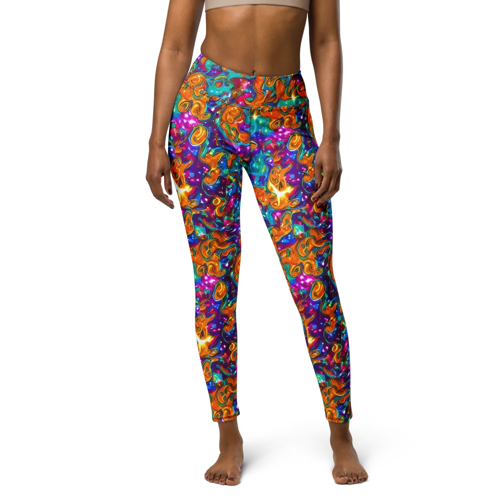 Saffron Kaleidoscope on Yoga Leggings — Front