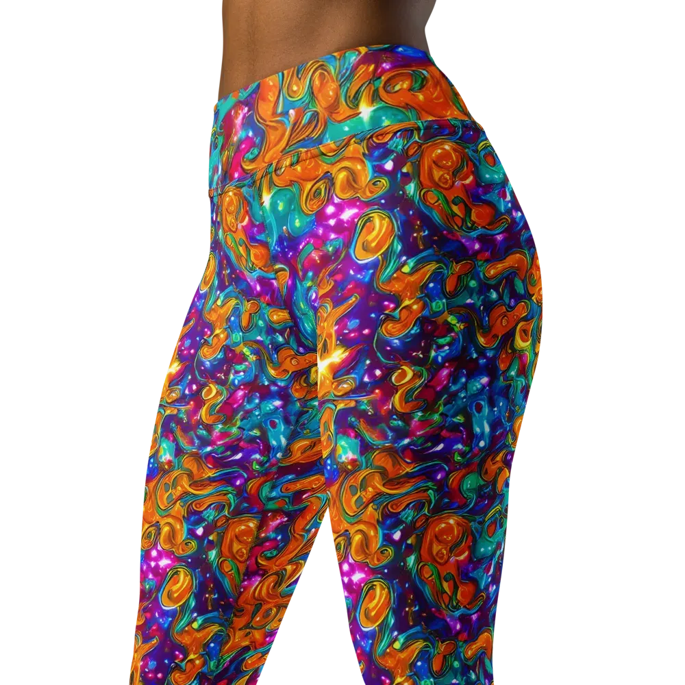 Saffron Kaleidoscope on Yoga Leggings — Left Front