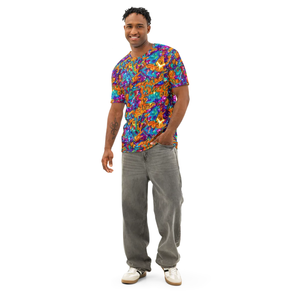 Saffron Kaleidoscope on Men's Cotton Crew Neck T-Shirt — Front