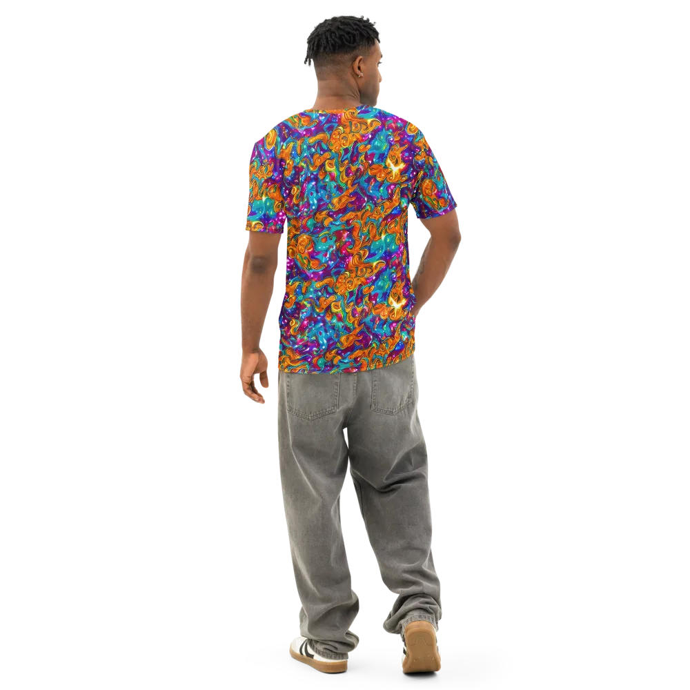 Saffron Kaleidoscope on Men's Cotton Crew Neck T-Shirt — Back