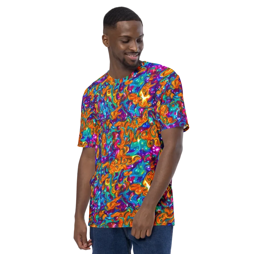 Saffron Kaleidoscope on Men's Crew Neck T-Shirt — Left