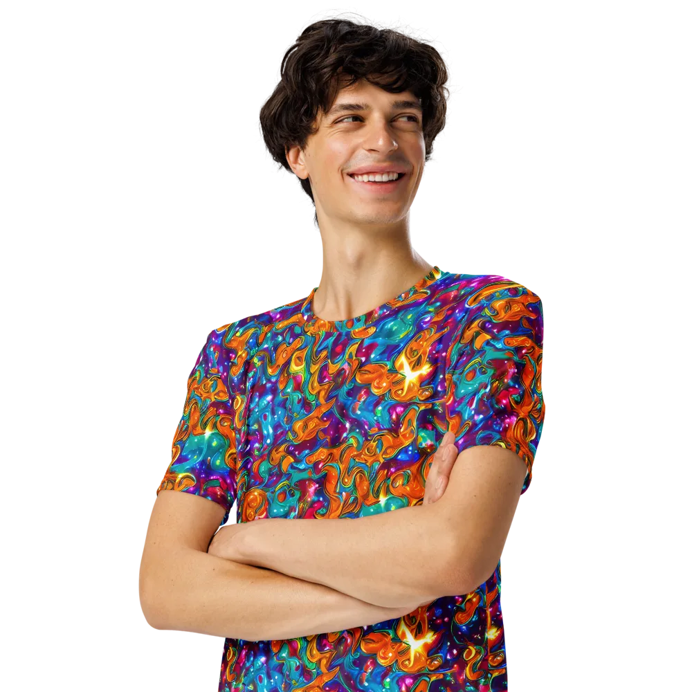 Saffron Kaleidoscope on Men's Crew Neck T-Shirt — Left Front