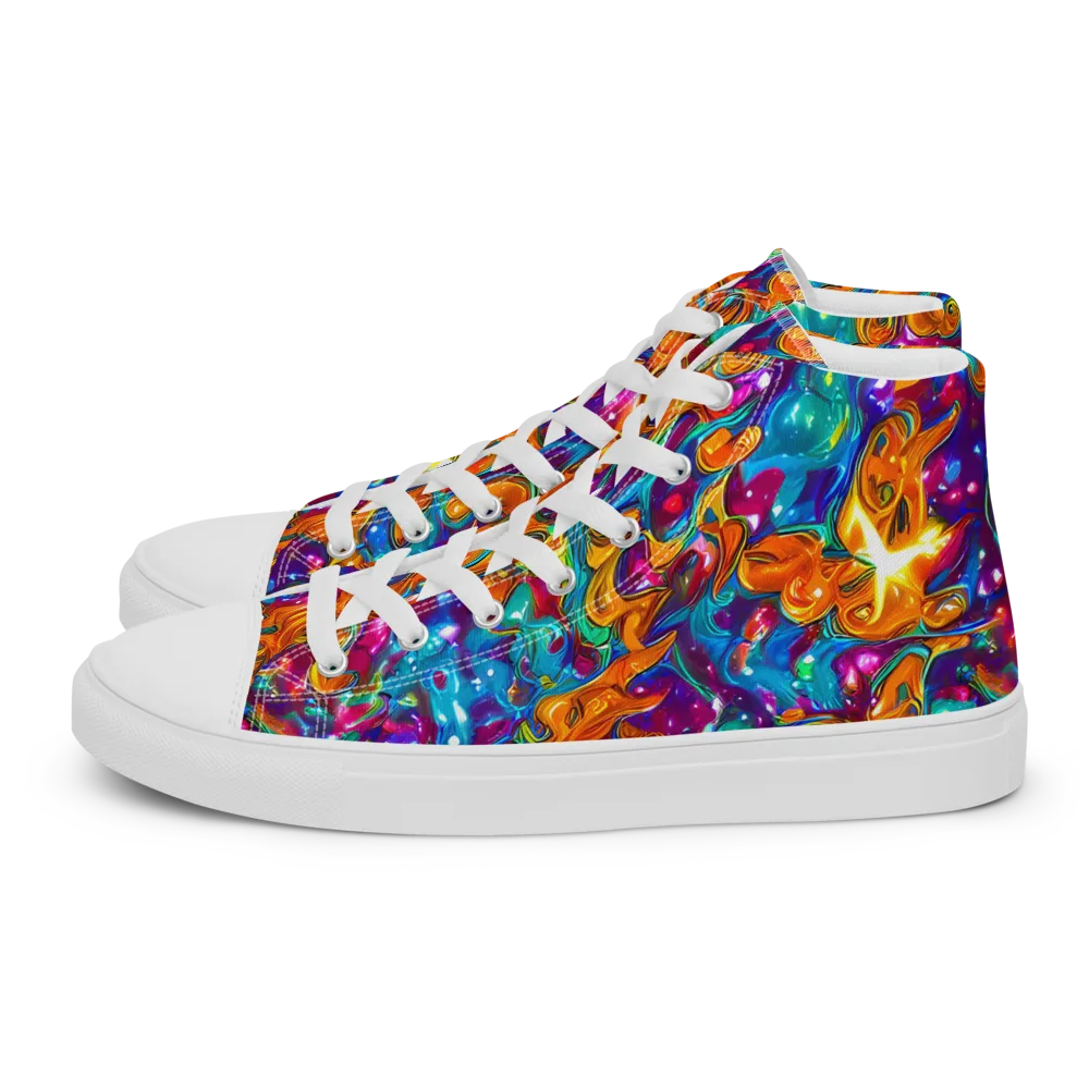 Saffron Kaleidoscope on Men's High Top Canvas Shoes — Left
