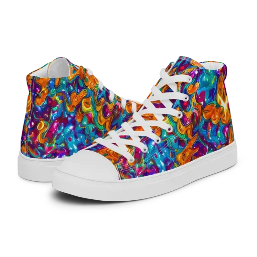Saffron Kaleidoscope on a Men's High Top Canvas Shoes