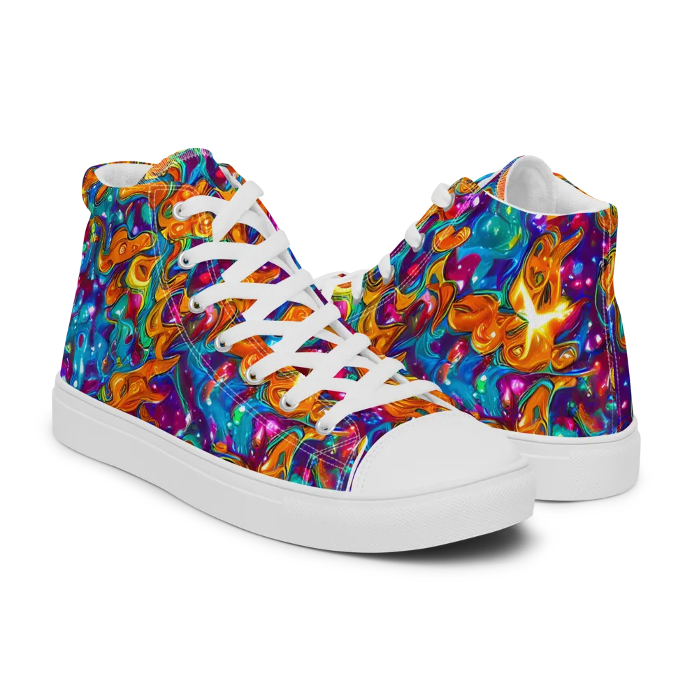 Saffron Kaleidoscope on Men's High Top Canvas Shoes — Right