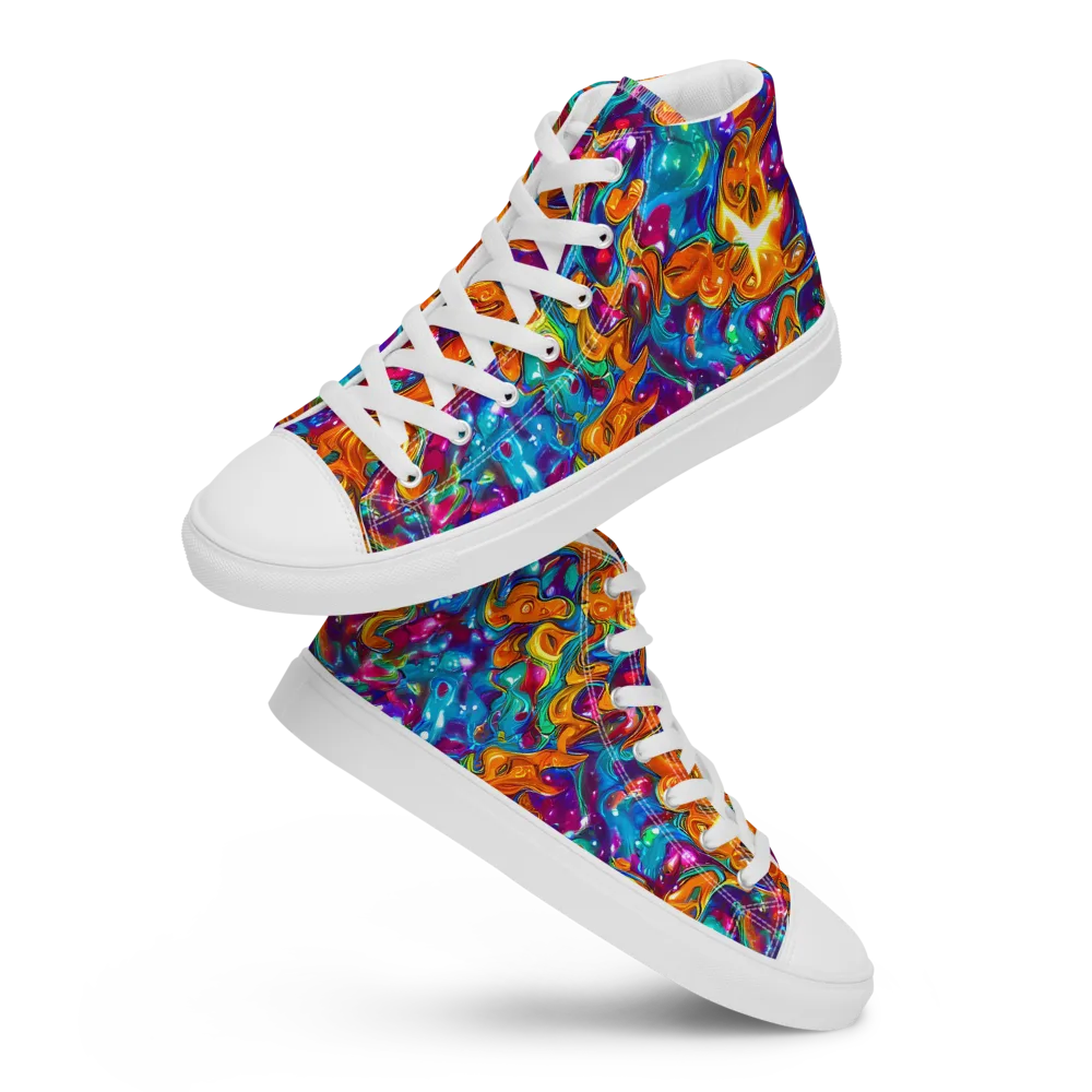 Saffron Kaleidoscope on Men's High Top Canvas Shoes — Front