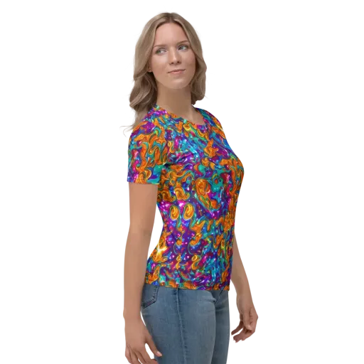 Saffron Kaleidoscope on a Women's Crew Neck T-Shirt