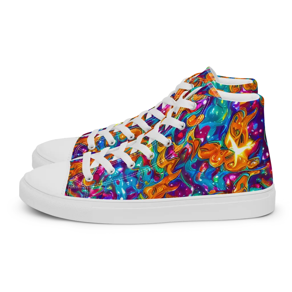 Saffron Kaleidoscope on Women's High Top Canvas Shoes — Left
