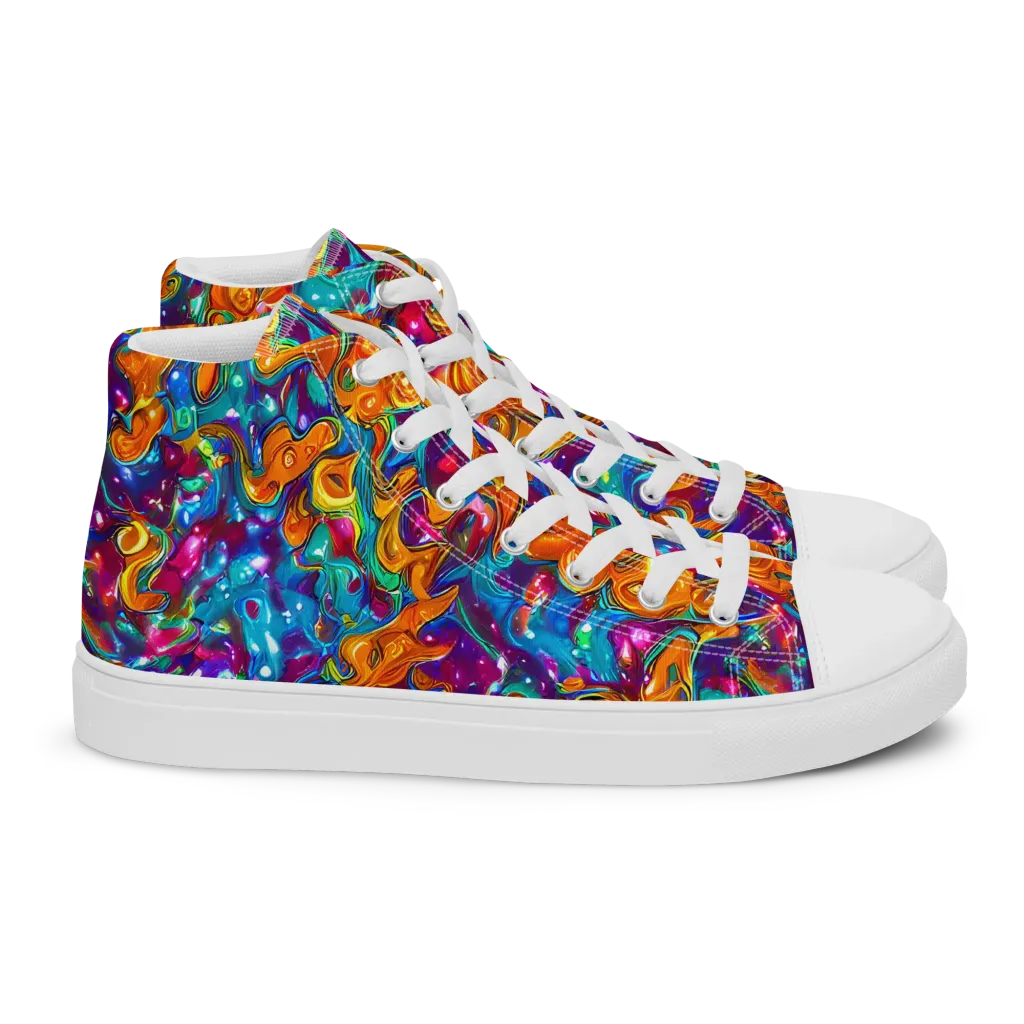 Saffron Kaleidoscope on Women's High Top Canvas Shoes — Right