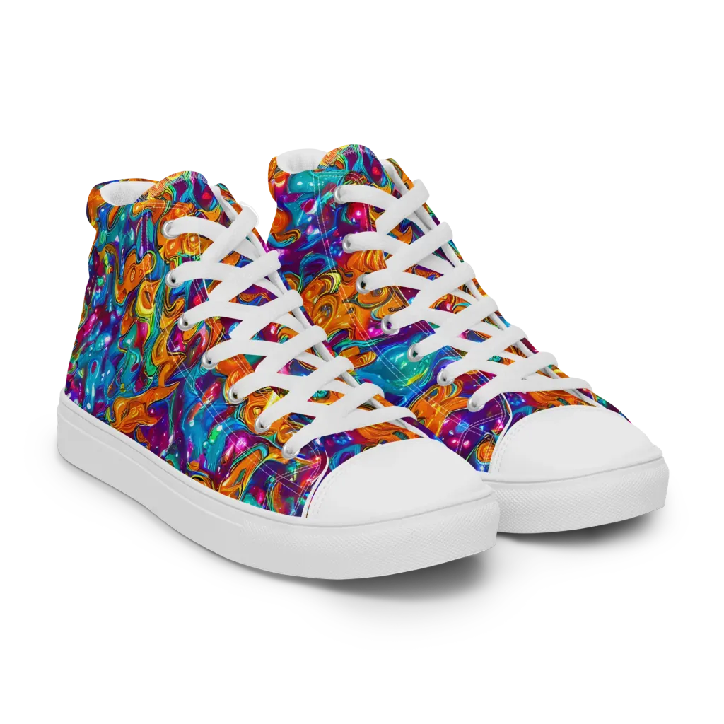 Saffron Kaleidoscope on Women's High Top Canvas Shoes — Right Front