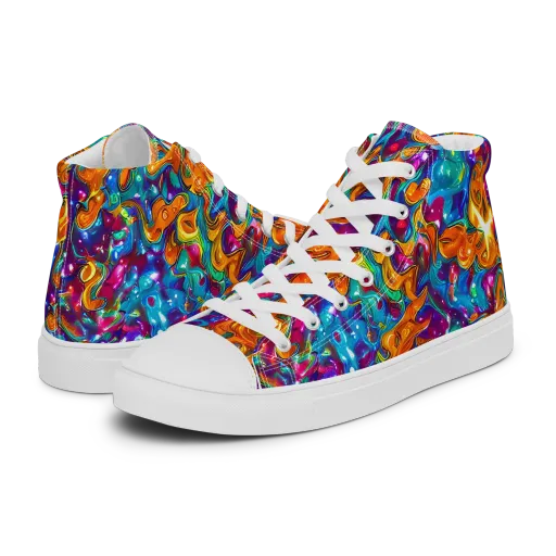 Saffron Kaleidoscope on a Women's High Top Canvas Shoes
