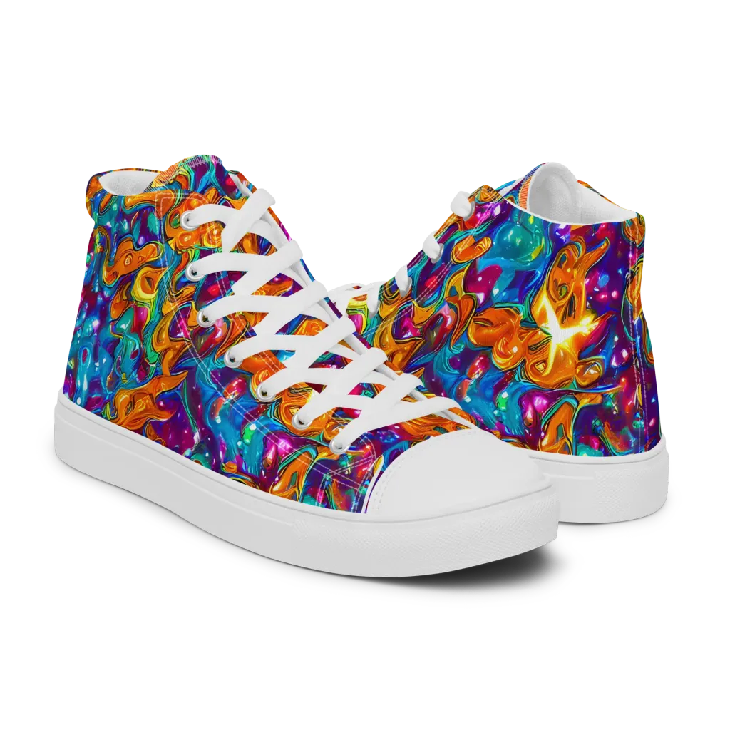 Saffron Kaleidoscope on Women's High Top Canvas Shoes — Right