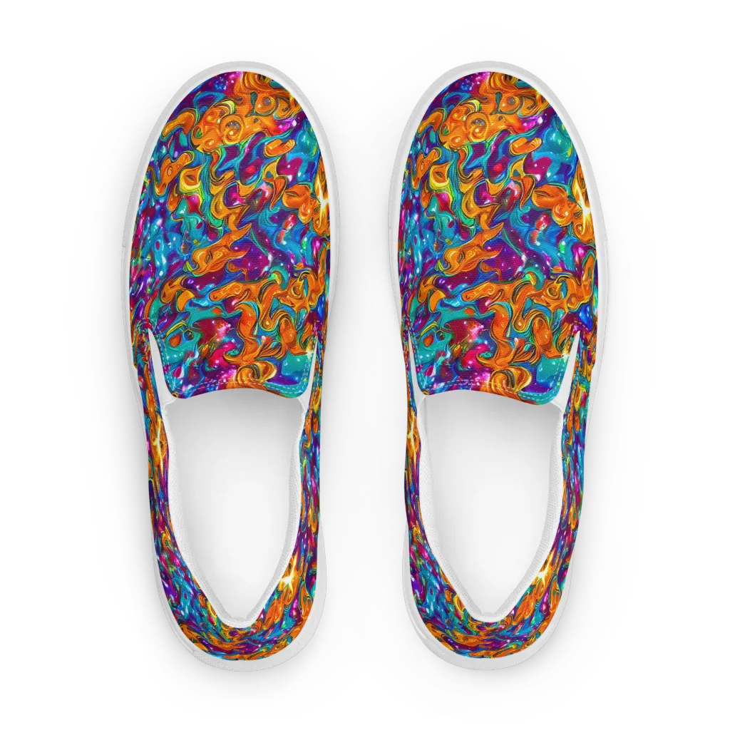 Saffron Kaleidoscope on Men's Slip-On Canvas Shoes — Front