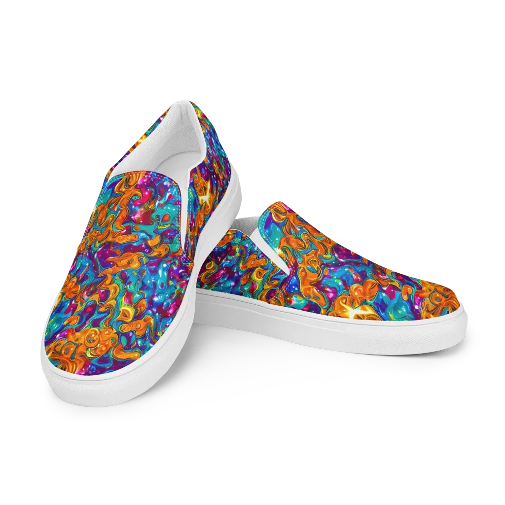 Saffron Kaleidoscope on Men's Slip-On Canvas Shoes — Left Front