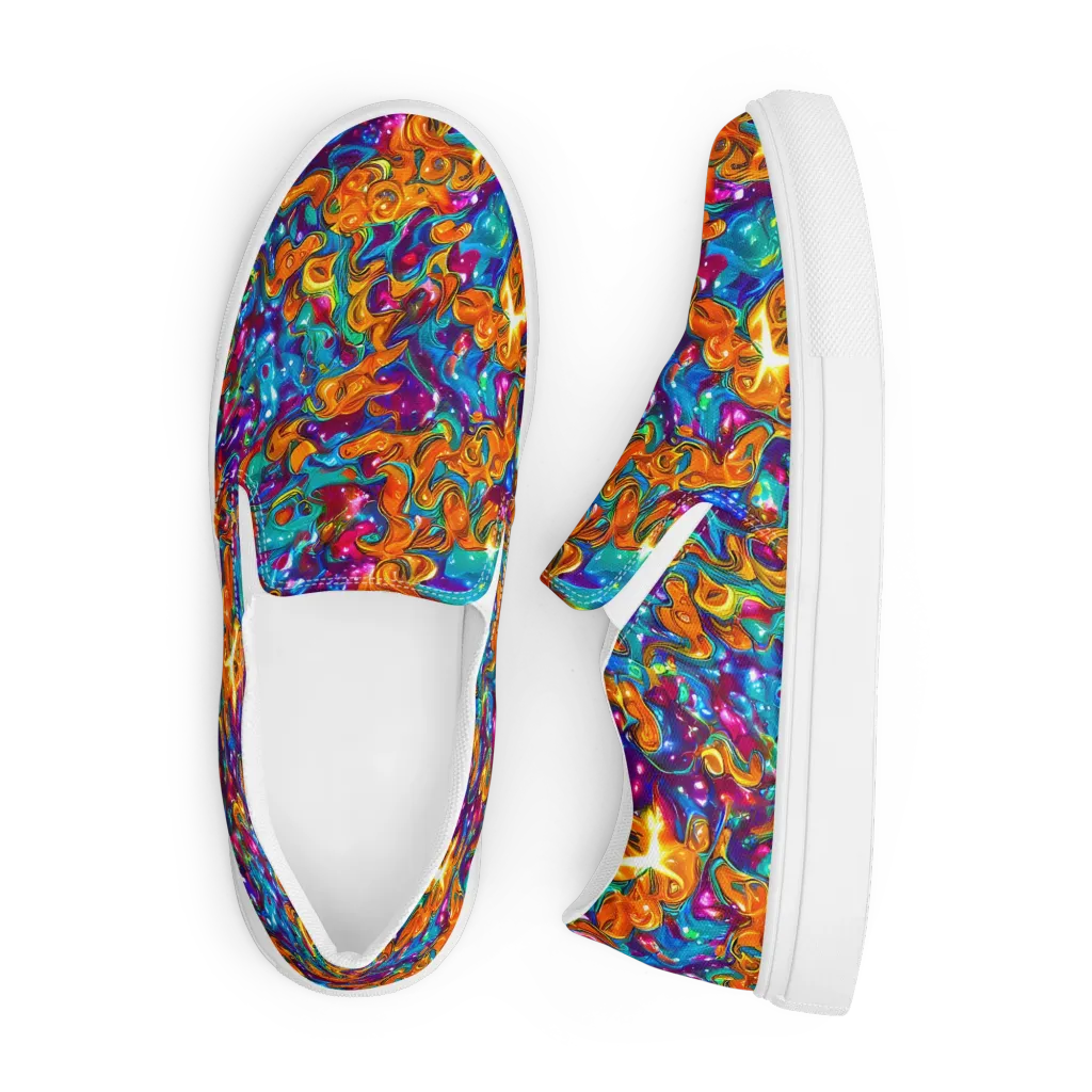 Saffron Kaleidoscope on Men's Slip-On Canvas Shoes — Front