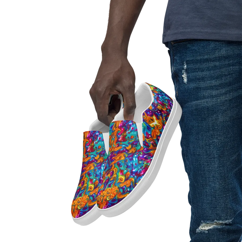 Saffron Kaleidoscope on Men's Slip-On Canvas Shoes — Left Front