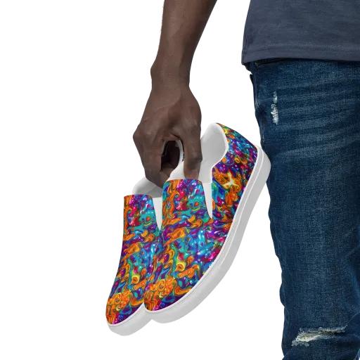 Saffron Kaleidoscope on a Men's Slip-On Canvas Shoes