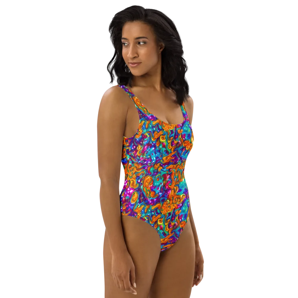 Saffron Kaleidoscope on One-Piece Swimsuit — Right