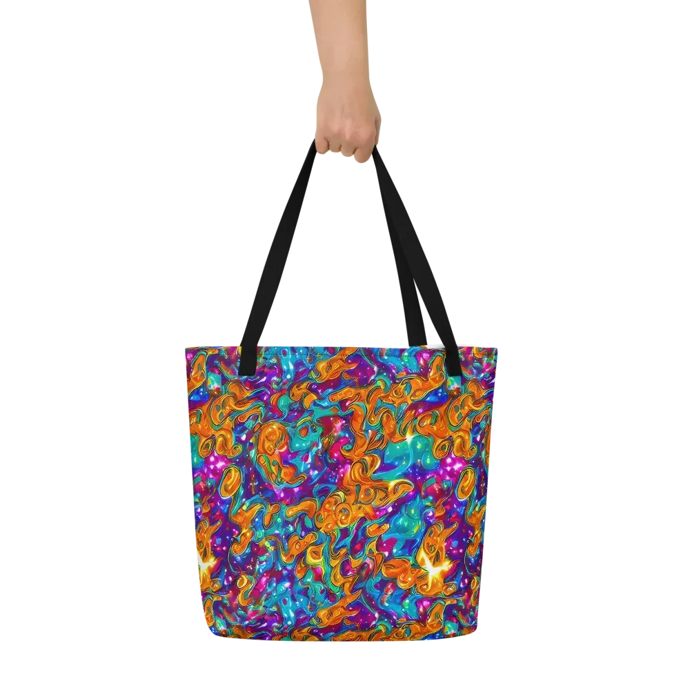 Saffron Kaleidoscope on Large Tote Bag W/ Pocket — Front