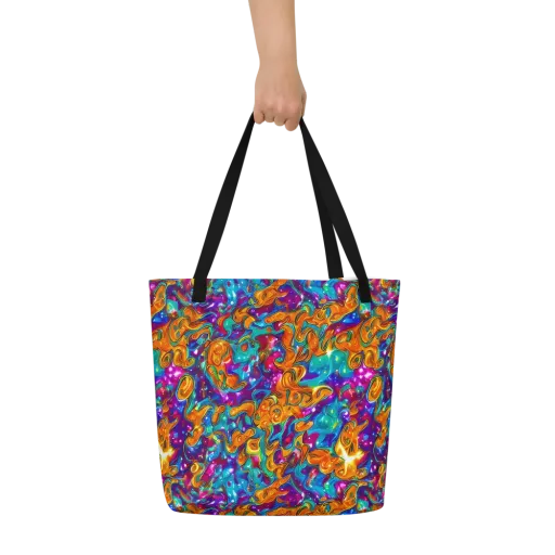 Saffron Kaleidoscope on a Large Tote Bag W/ Pocket