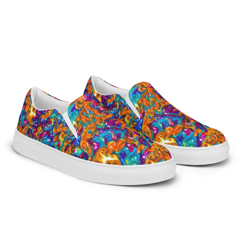 Saffron Kaleidoscope on Women's Slip-On Canvas Shoes — Right Front