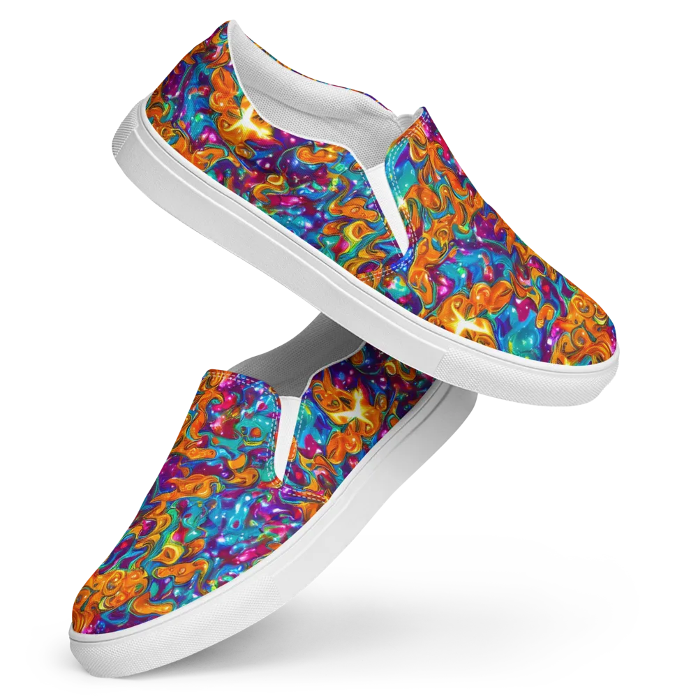 Saffron Kaleidoscope on Women's Slip-On Canvas Shoes — Front